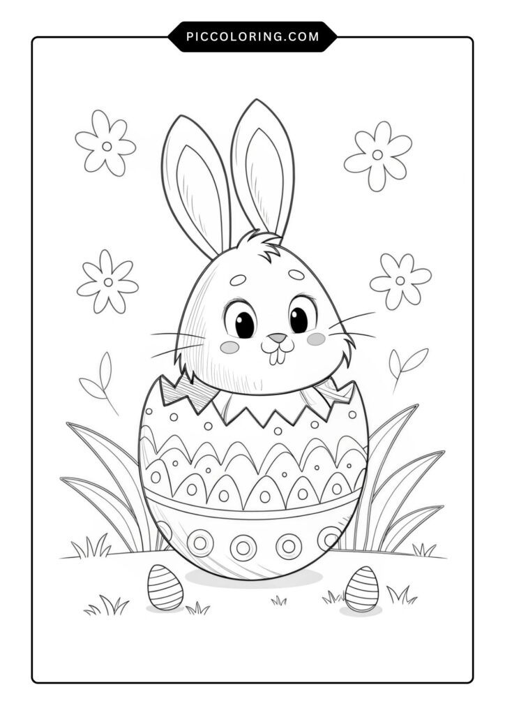 Bunny popping out of an Easter egg