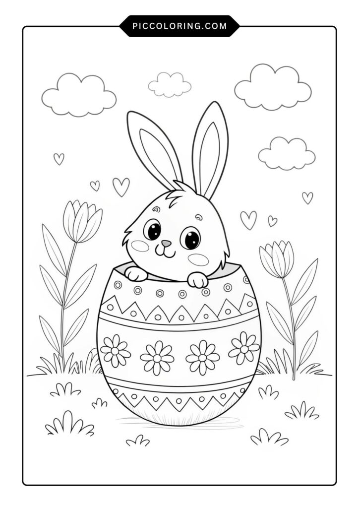 Bunny popping out of an Easter egg