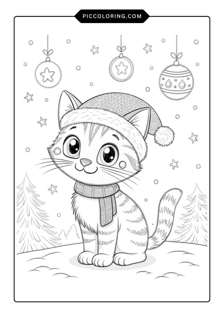 Christmas cat with Santa hat