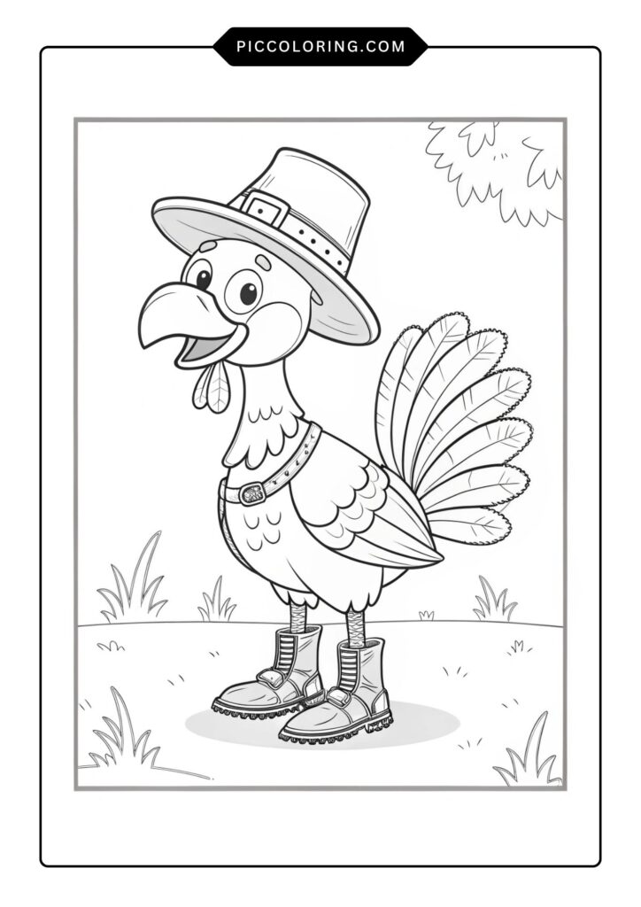 Cowboy turkey with a hat and boots 