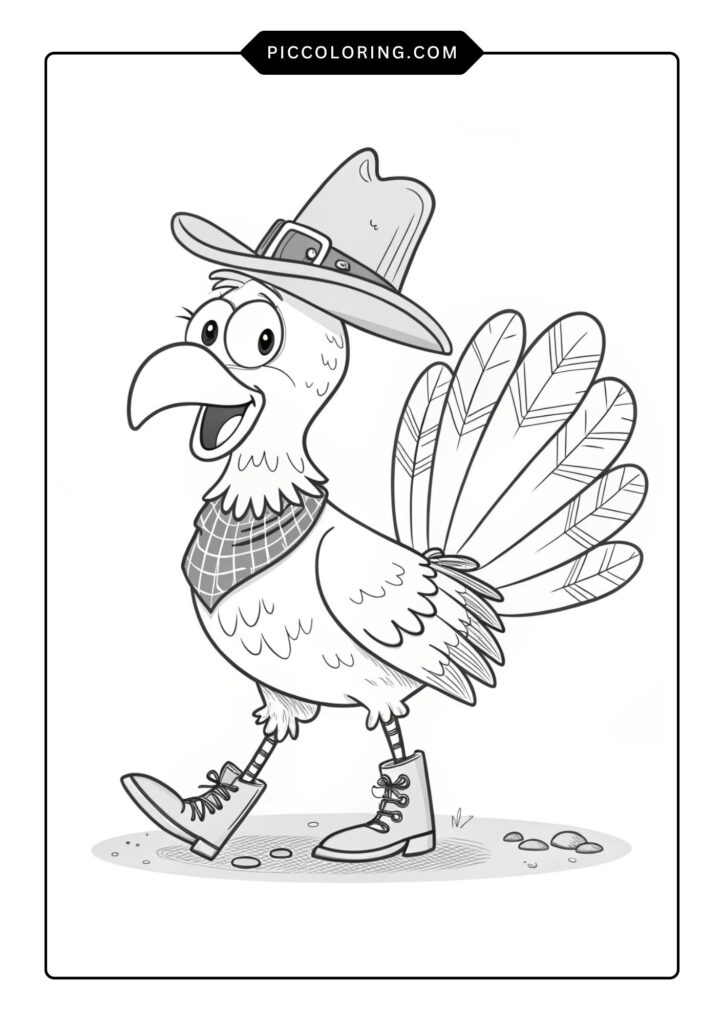 Cowboy turkey with a hat and boots 