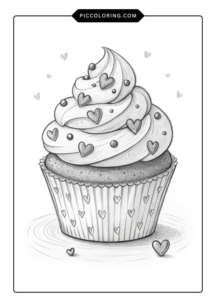 Cupcake with heart toppings 