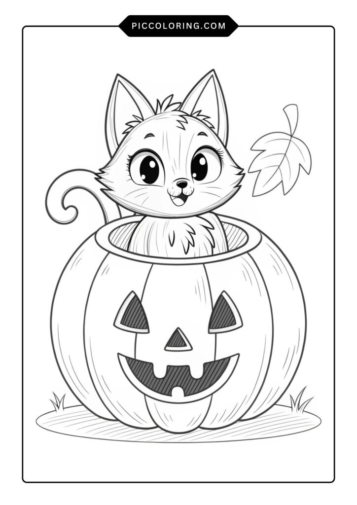 Halloween cat in a pumpkin