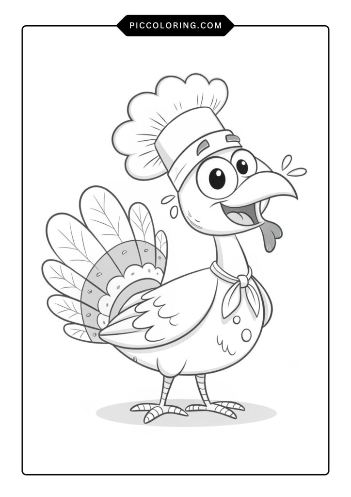 Happy turkey with a cartoon-style body 