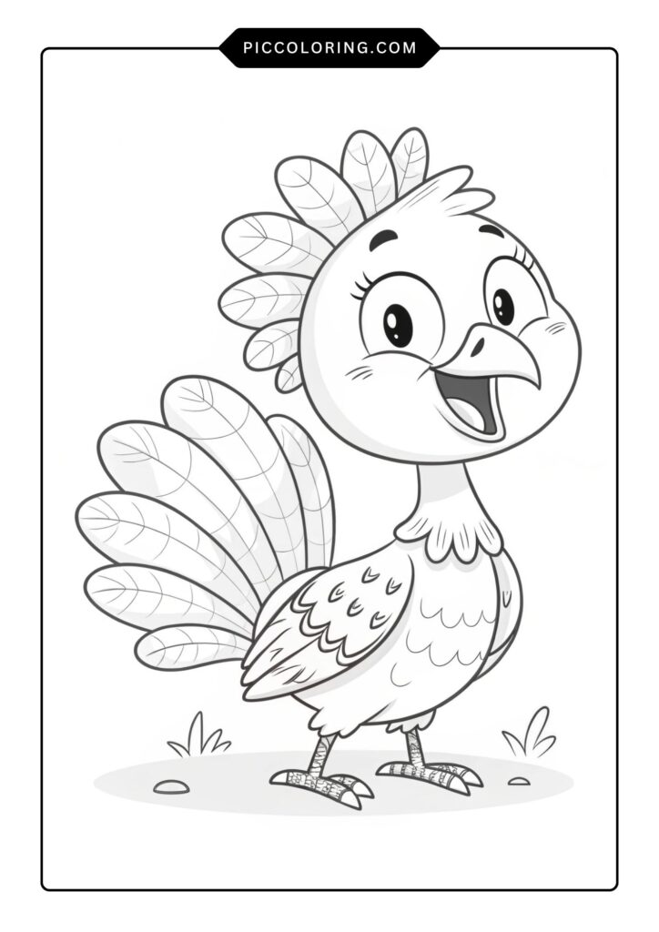 Happy turkey with a cartoon-style body 