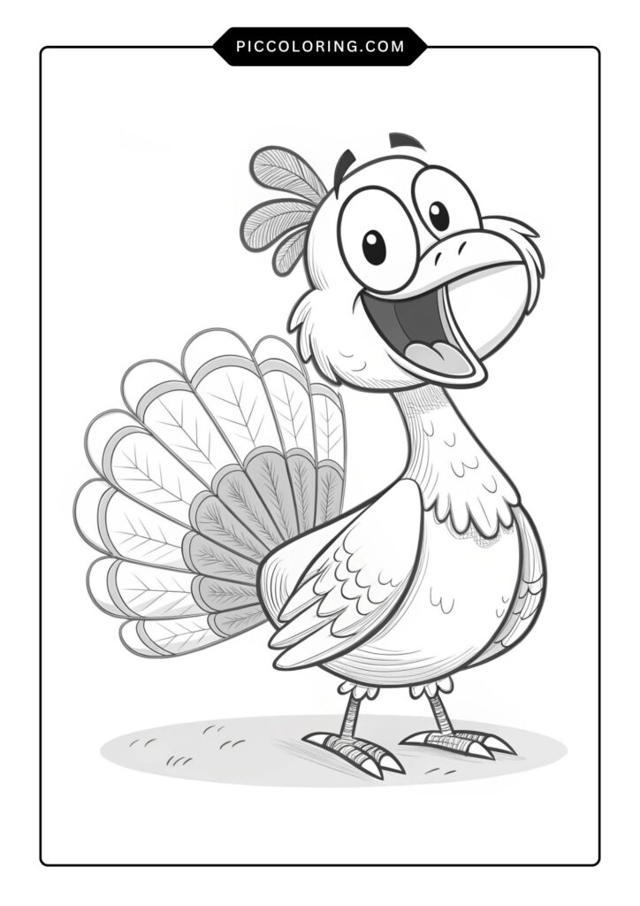 Happy turkey with a cartoon-style body 