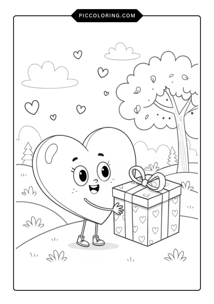 Heart giving a gift box