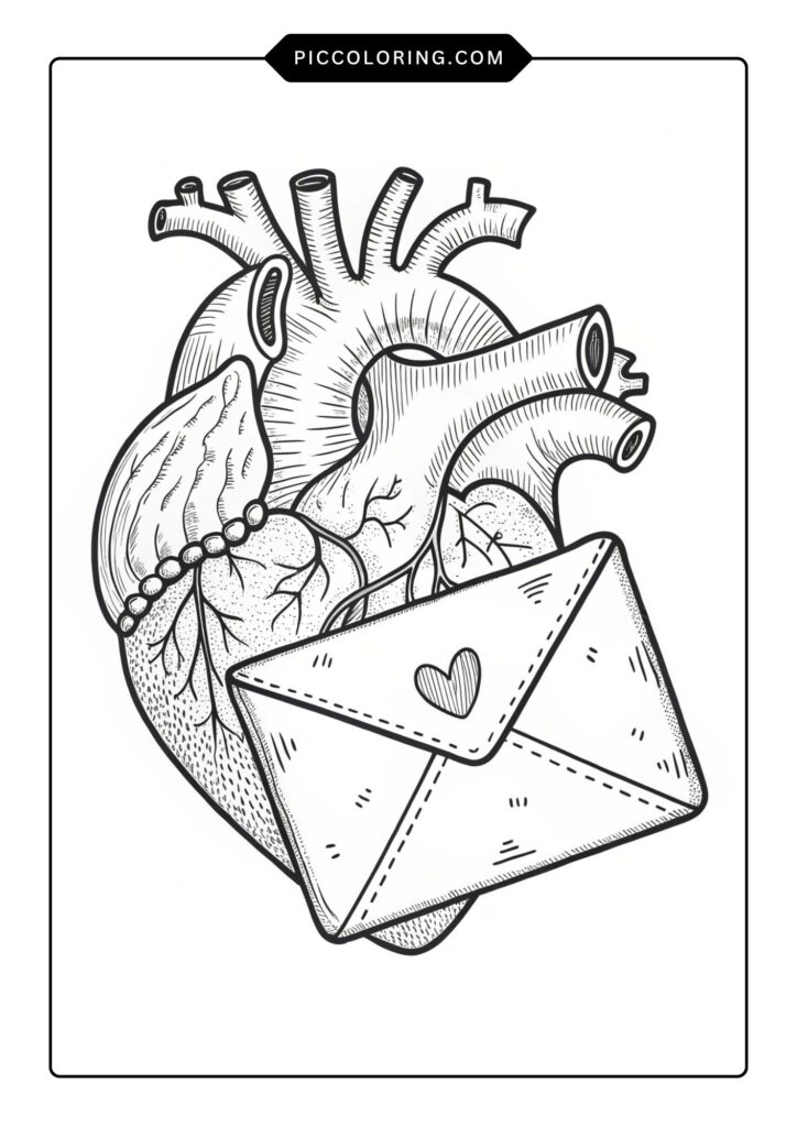Heart holding a Valentine envelope 