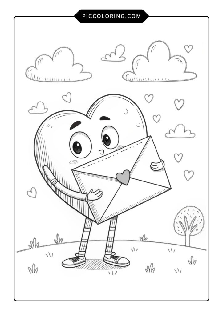 Heart holding a Valentine envelope 