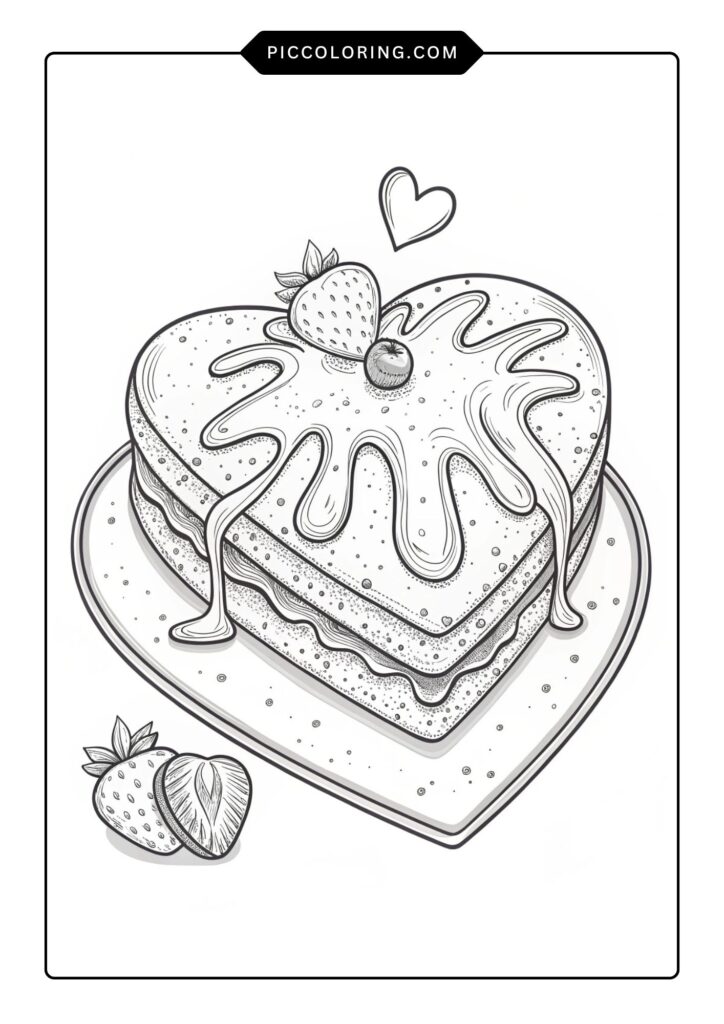Heart-shaped pancake with syrup