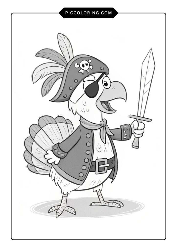 Pirate turkey with an eyepatch 