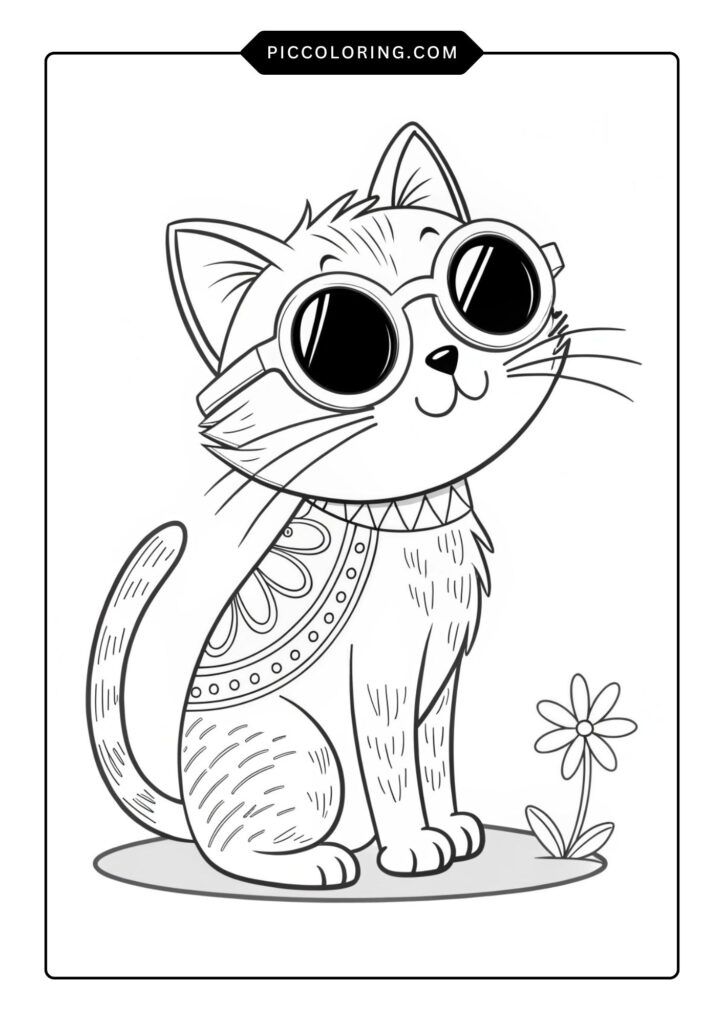 Summer cat wearing sunglasses