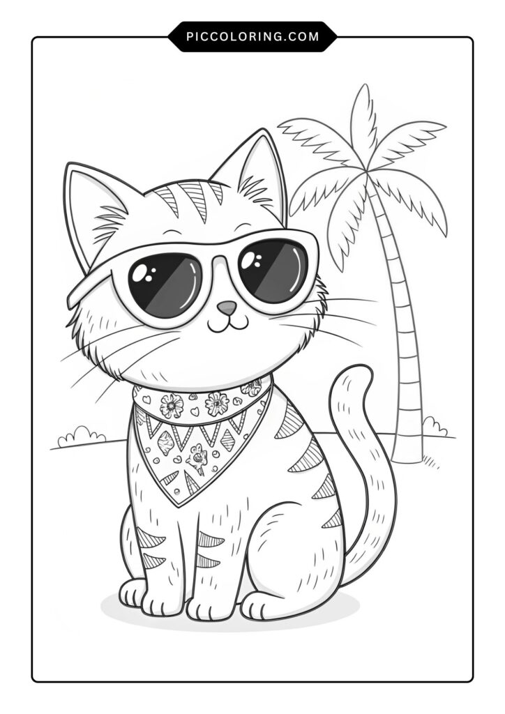 Summer cat wearing sunglasses