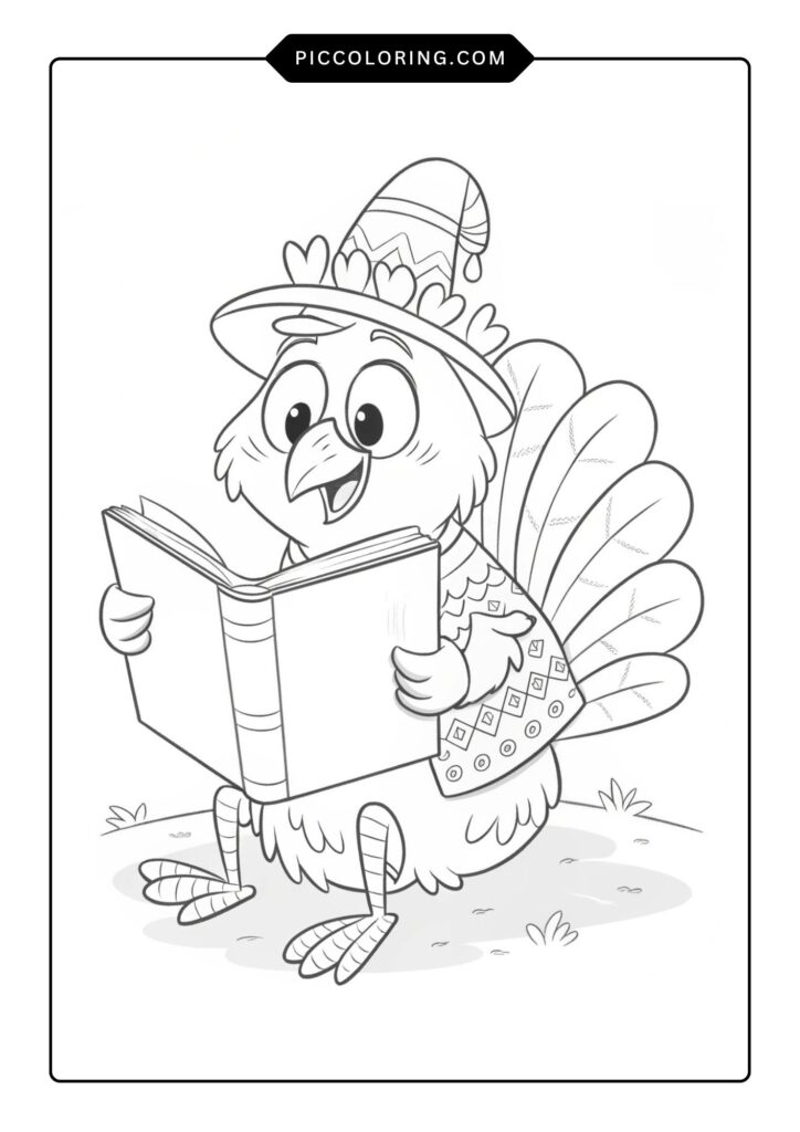 Turkey reading a book 