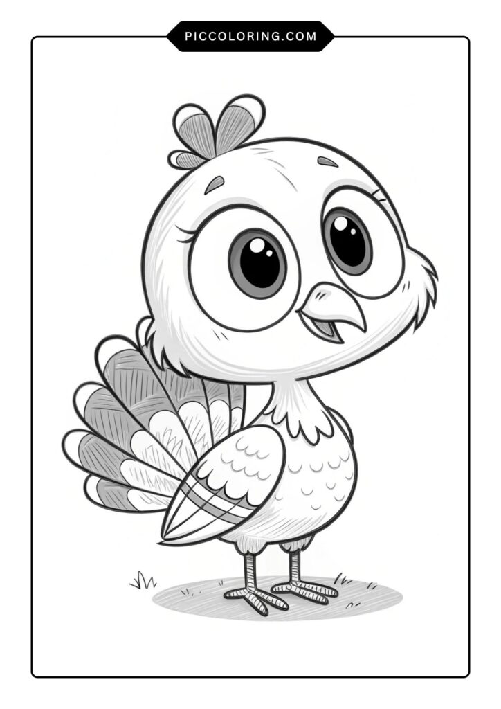Turkey with big eyes and a tiny beak